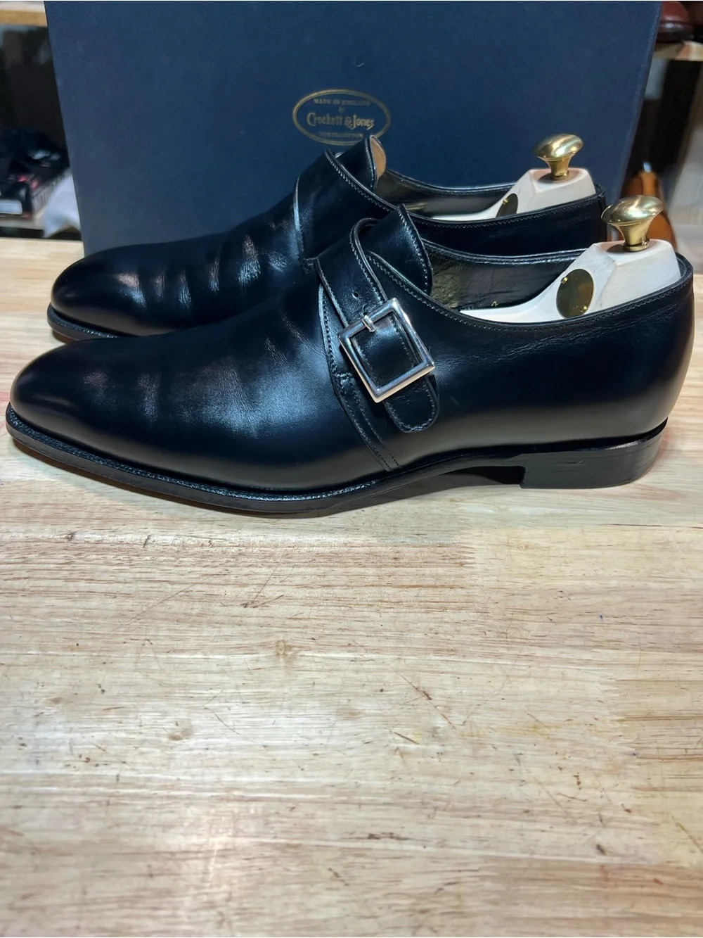 Crockett & Jones Savile 4 Hand Grade Collection Monk Straps US Sz9D w ShoeTrees